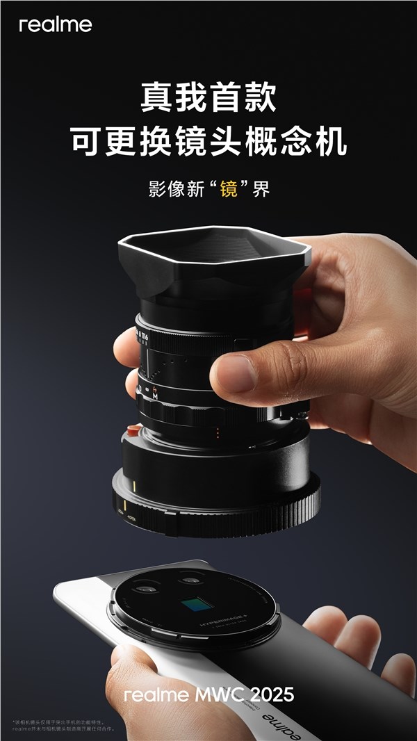 真我首款可更换镜头概念机公布:10倍无损光学变焦